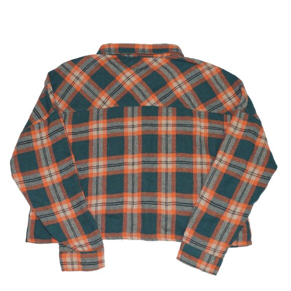 Mila And Tiff Cropped Plaid Flannel Shacket Button Down Long Sleeve Large - Picture 2 of 6